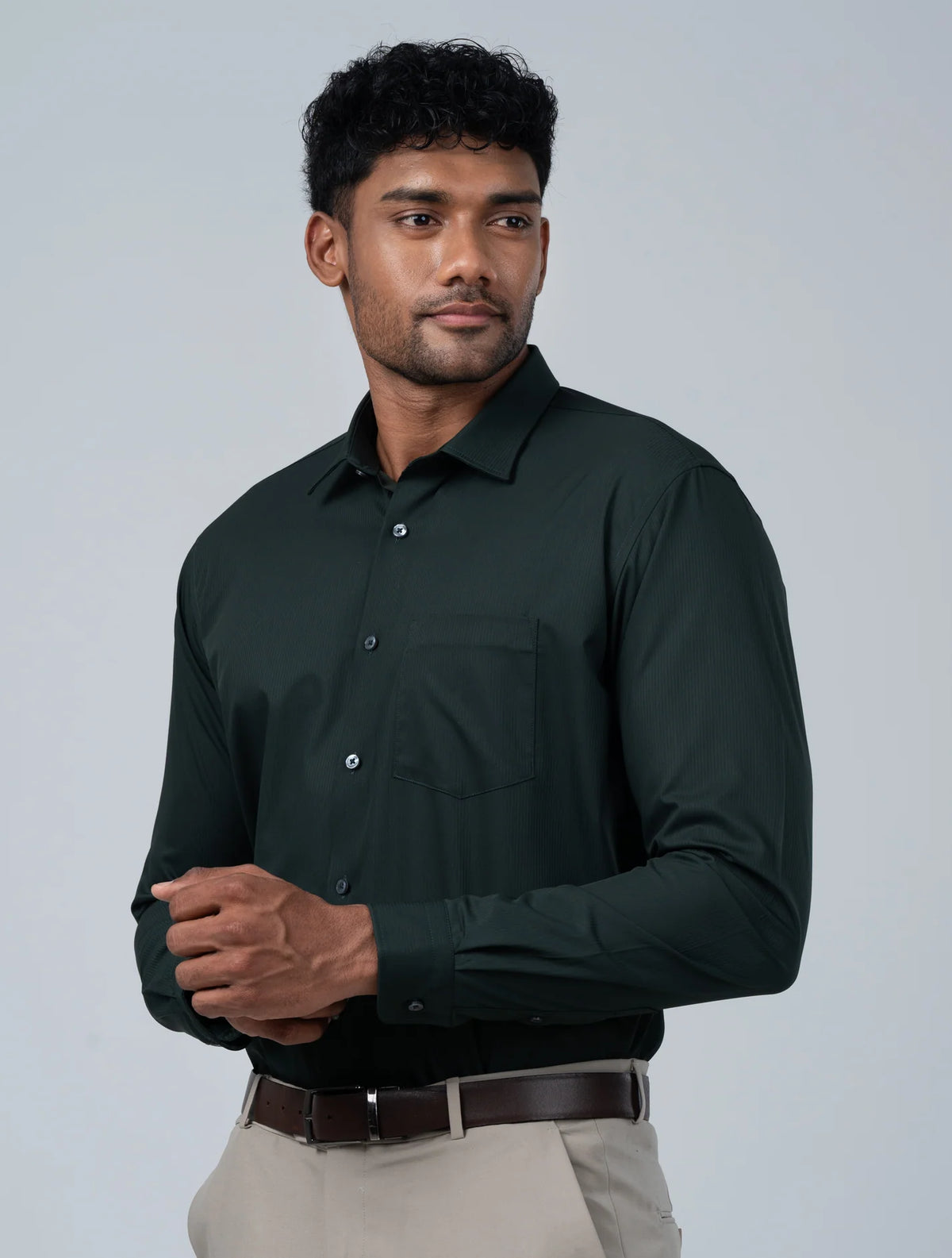 Vantage Blue Premium Bamboo Stretch Fabric Men’s Shirt – Slim Fit Long Sleeve