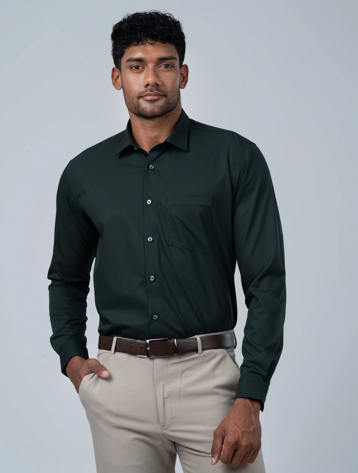 Vantage Blue Premium Bamboo Stretch Fabric Men’s Shirt – Slim Fit Long Sleeve
