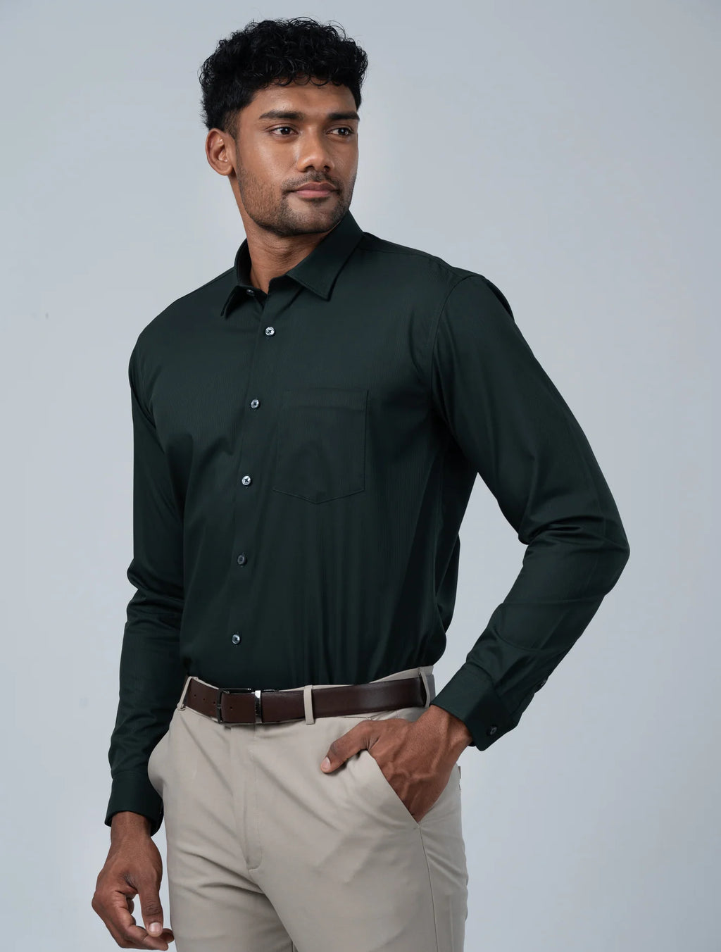 Vantage Blue Premium Bamboo Stretch Fabric Men’s Shirt – Slim Fit Long Sleeve